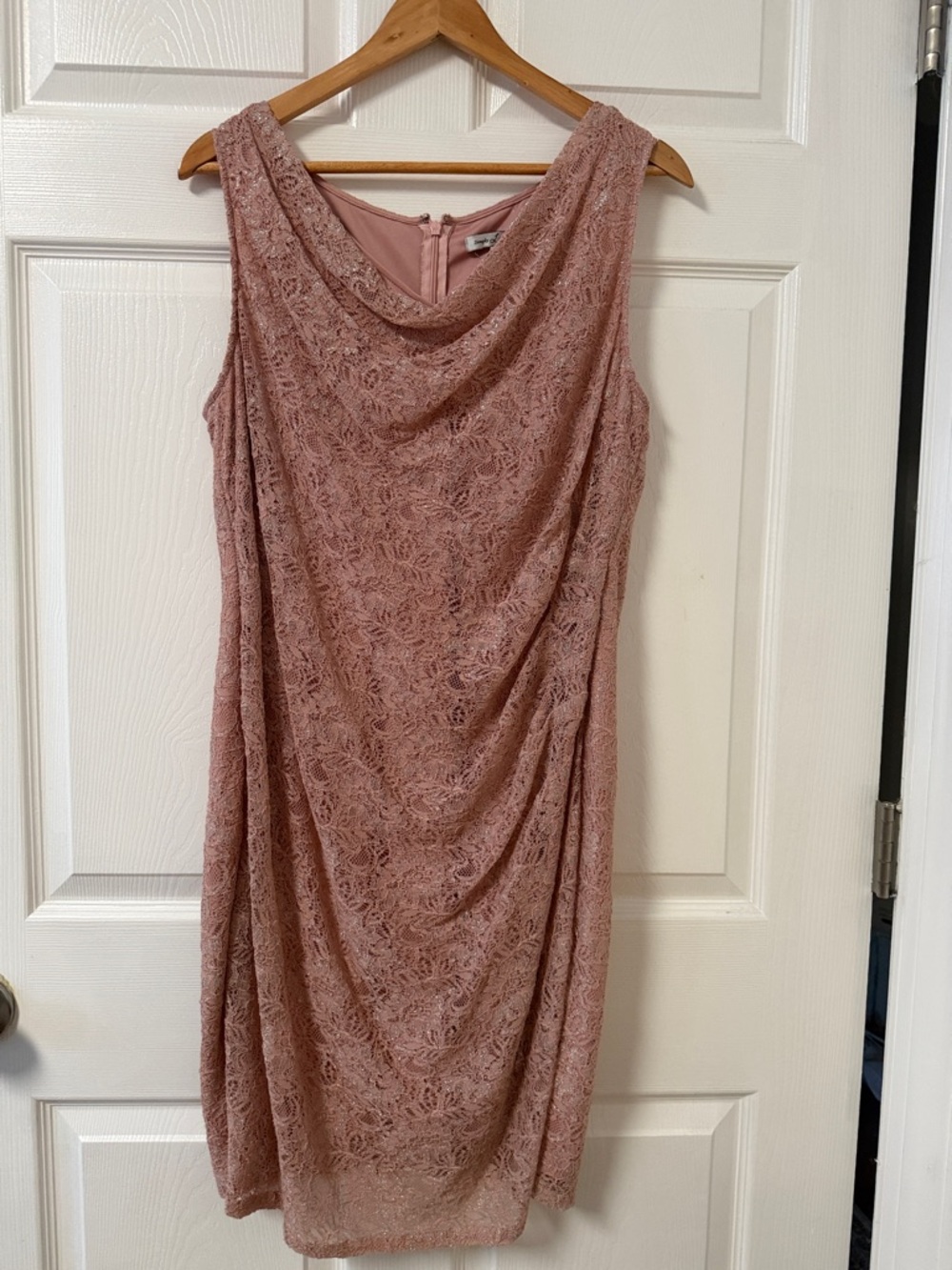 Simply Liliana Dusty Rose Lace Draped Midi Dress